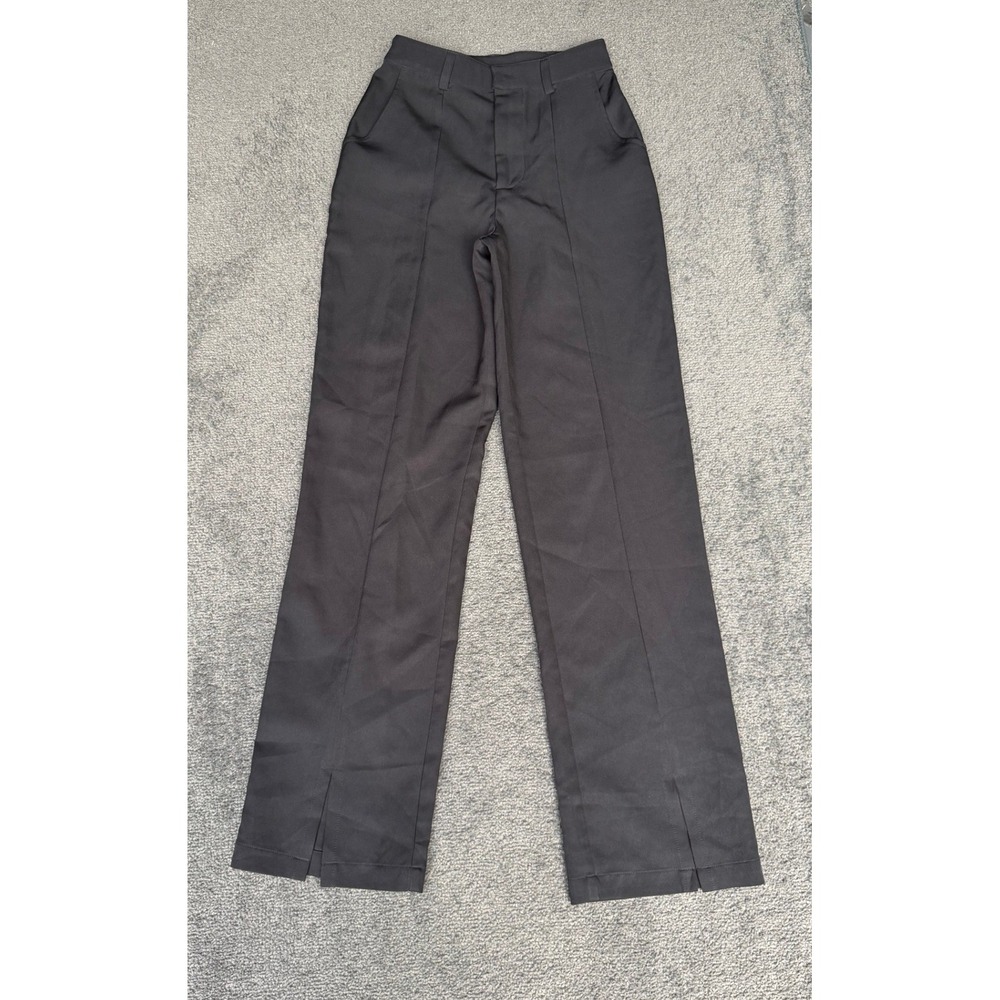 And Now This Womens High Rise Split Hem Straight Leg Trousers Dark Brown XS